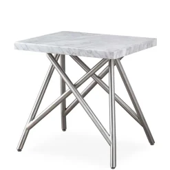 Beistelltisch mit Marmorplatte Weiß Grau - Montao