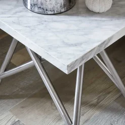 Beistelltisch mit Marmorplatte Weiß Grau - Montao