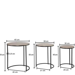 Beistelltisch Trio in Gold - Simorica (dreiteilig)