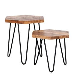 Beistelltische sechseckig aus Mangoholz - Pulaudio (zweiteilig)