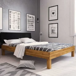 Überlanges Holzbett 210cm aus Wildeiche - Olbysca