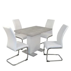 Betonoptik Säulentisch & Freischwinger - Gates (fünfteilig)