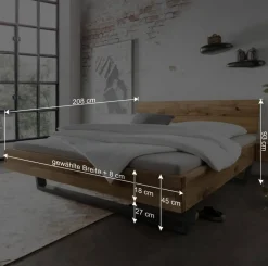 Bett & Nachtkommoden aus Wildeiche - Aryvano (dreiteilig)