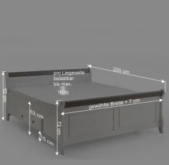 Bett Caneon in Weiß Grau