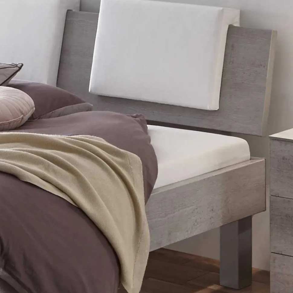Bett in Betonoptik mit Kopfteil Kissen - Rienas
