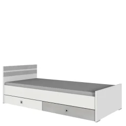 Bett in Weiß & Lichtgrau Beton Optik - Orsidio