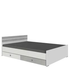 Bett in Weiß & Lichtgrau Beton Optik - Orsidio