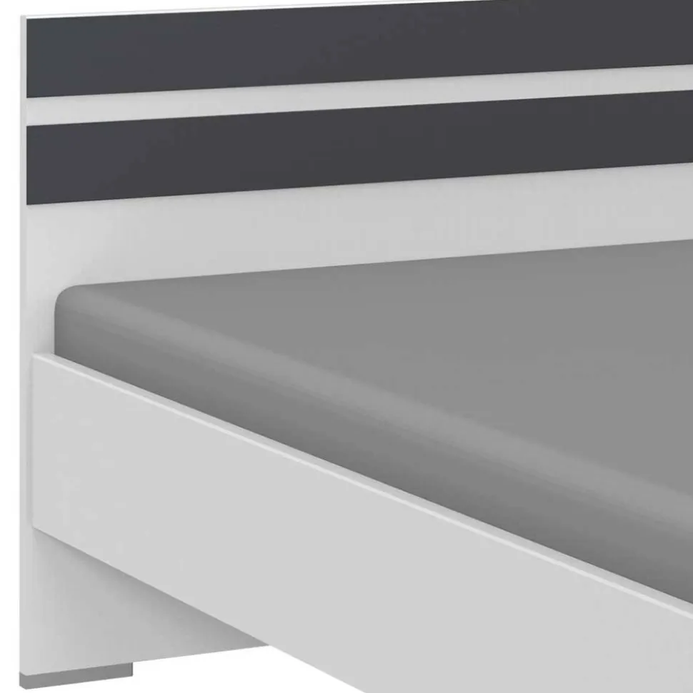 Bett in Weiß mit Dunkelgrau - Tamba