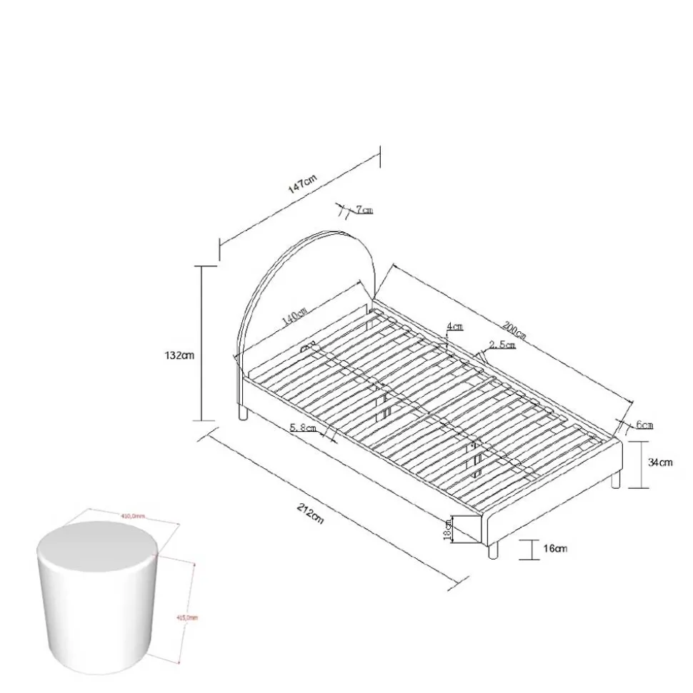 Bett mit hohem halbrundem Kopfteil - Skylab
