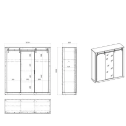 Bett mit Nachtkonsolen & Schrank - Naiavio (vierteilig)