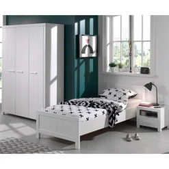 Bett und Nachtkommode und Schrank Set - Ellen