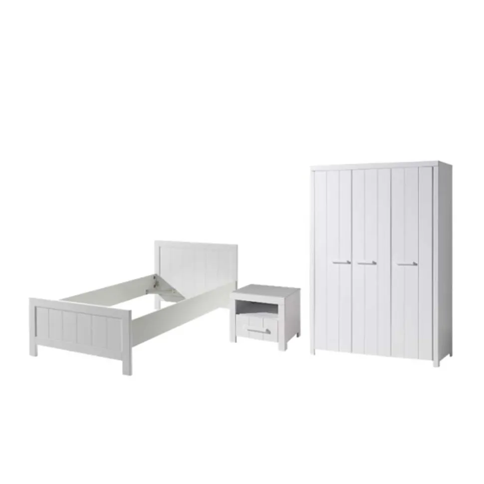 Bett und Nachtkommode und Schrank Set - Ellen