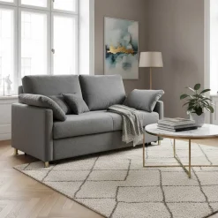 Bettcouch in Silbergrau Stoff - Hide