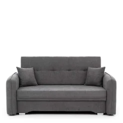 Bettcouch mit Federkern aus Velours Dunkelgrau - Lictona