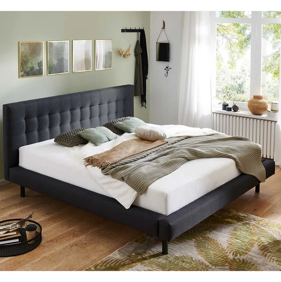 Bettgestell in Dunkelgrau mit 140x200 Liegefläche - Vladin