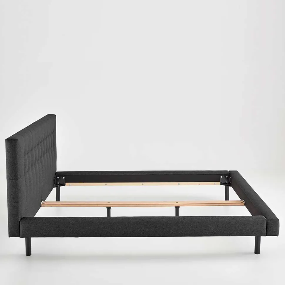 Bettgestell in Dunkelgrau mit 140x200 Liegefläche - Vladin
