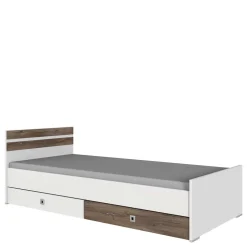 Bettgestell in Holz verwittert Eiche Dekor - Liesca