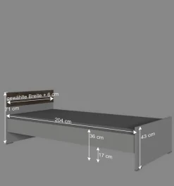 Bettgestell in Holz verwittert Eiche Dekor - Liesca