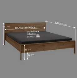 Bettgestell und Nachtkommoden aus Holz - Waving (dreiteilig)
