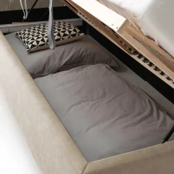 Bettkasten Bett in Beige Microfaser - Croscony