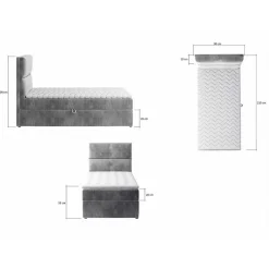 Bettkasten Polsterbett in Hellbraun Samt - Adakras