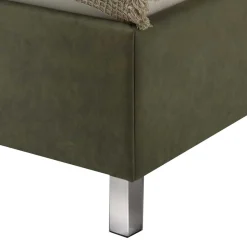 Bettkasten Polsterbett in Oliv Grün & Chrom - Weyna