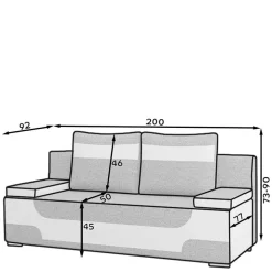 Bettsofa in Dunkelgrau Material Mix - Classic