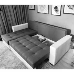 Bettsofa in Schwarzbraun Stoffbezug - Zyret