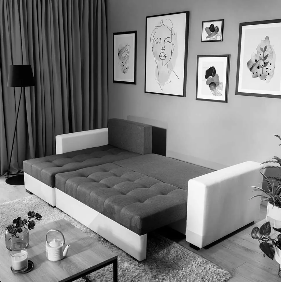 Bettsofa in Schwarzbraun Stoffbezug - Zyret