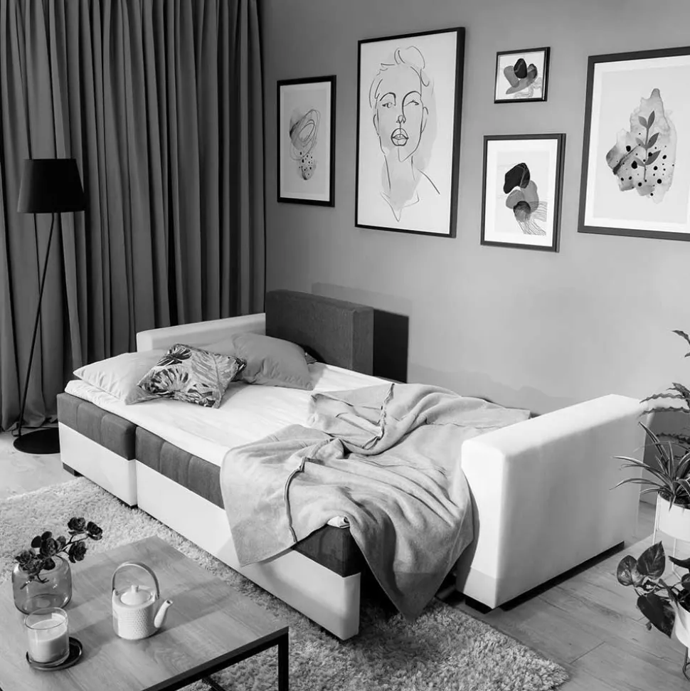 Bettsofa in Schwarzbraun Stoffbezug - Zyret