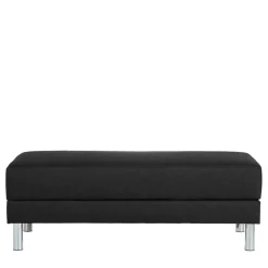 Bettsofa mit Hocker in Schwarz mit Chrom - Farella (zweiteilig)