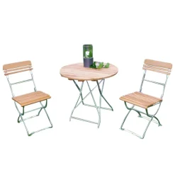 Biergarten Garnitur für 2 Personen Riumana mit Klapptisch rund (dreiteilig)