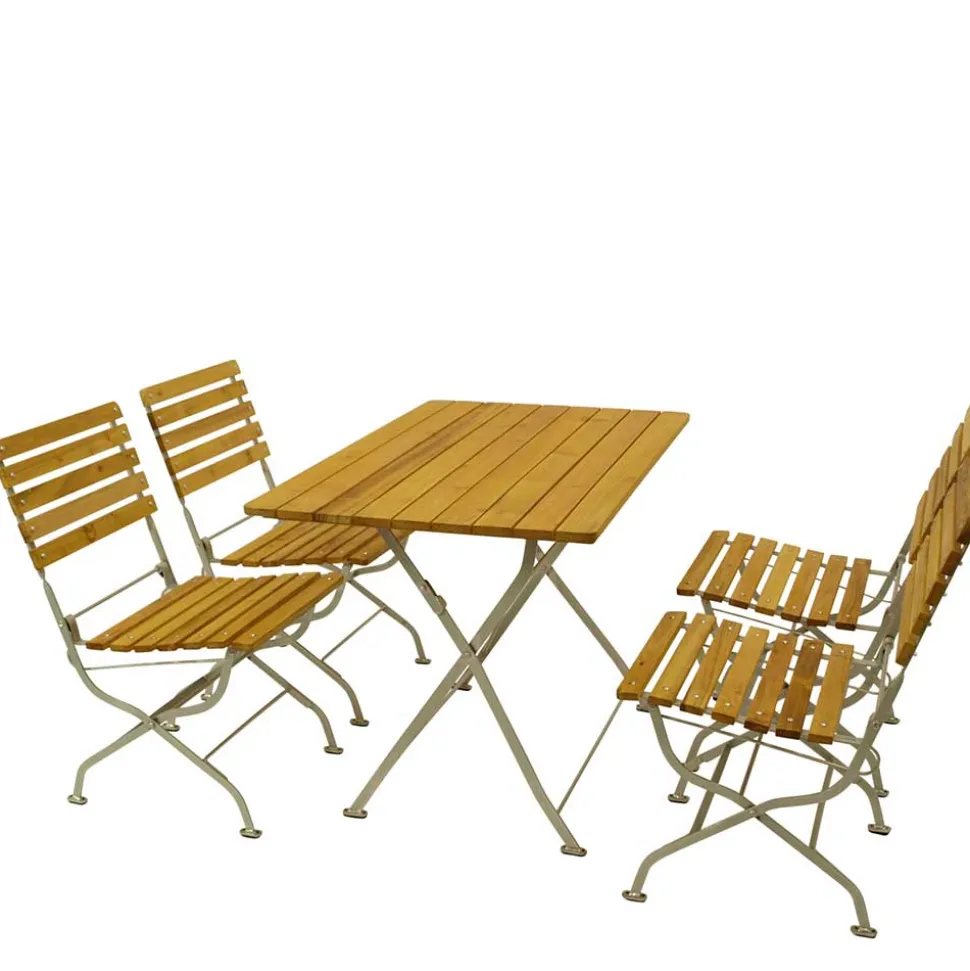 Biergarten Gartengarnitur aus Robinie & Stahl - Haita (fünfteilig)