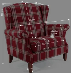 Big Ohrensessel in Rot kariert - Matieu