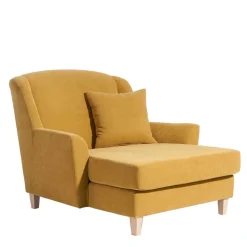 Big Polstersessel in Gelb Velours - Vynn