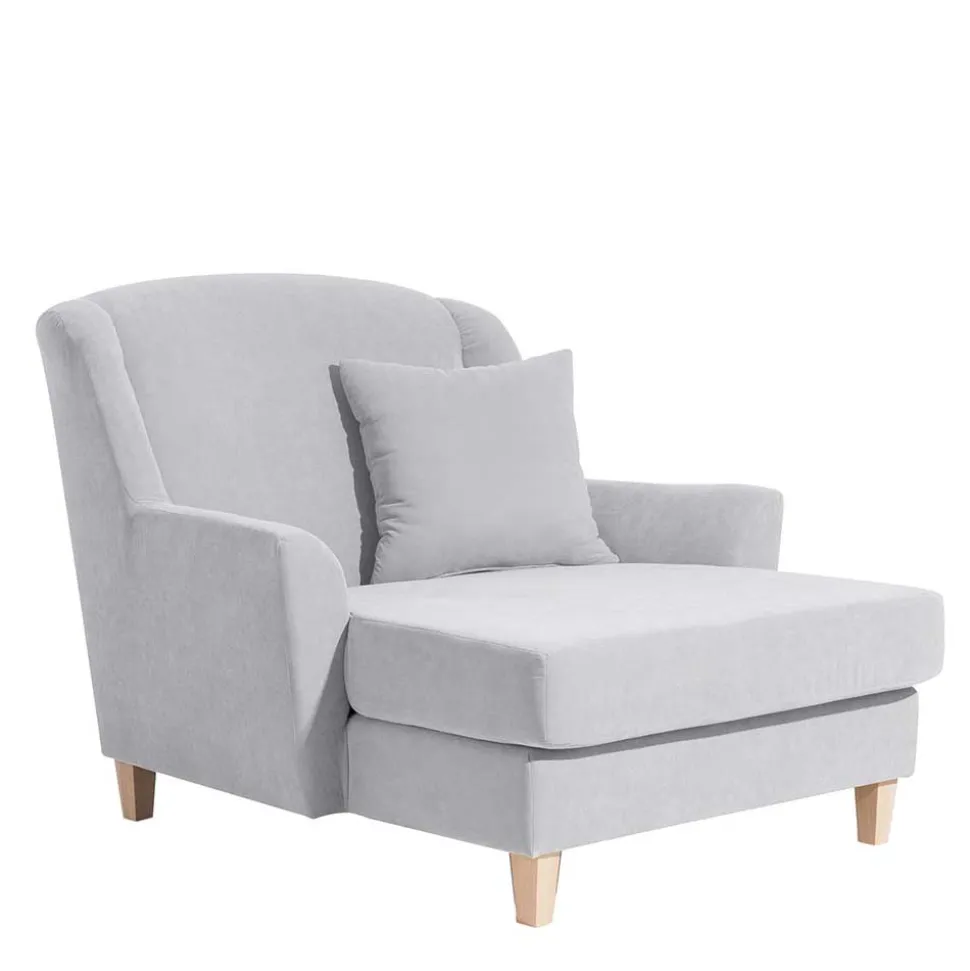 Big Wohnzimmersessel in Silbergrau Velours - Ortomola