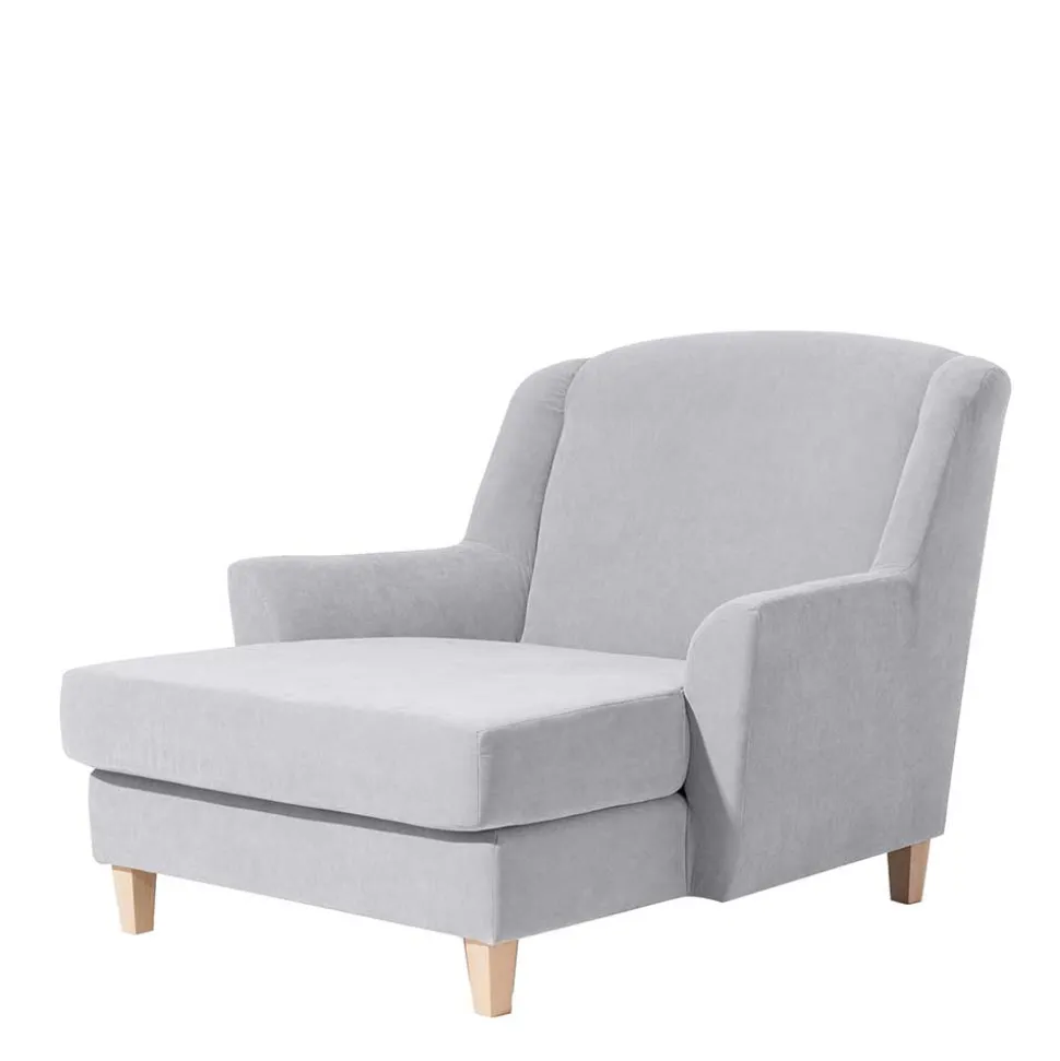 Big Wohnzimmersessel in Silbergrau Velours - Ortomola