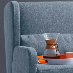 Blaue Bettcouch mit Rücken Klappmechanik - Arenz