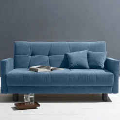 Blaue Klappcouch mit Stoffbezug Flachgewebe - Lech