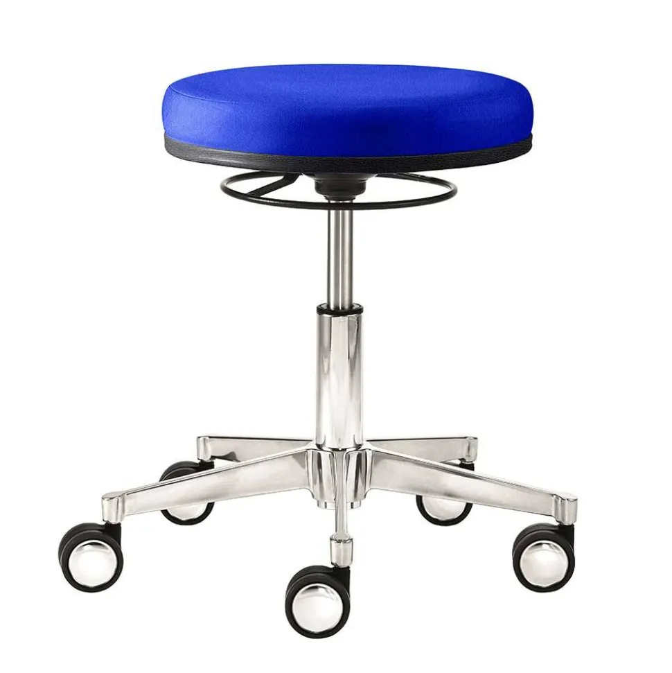 Blauer Bürohocker mit runder Sitzfläche 48cm - Suprima