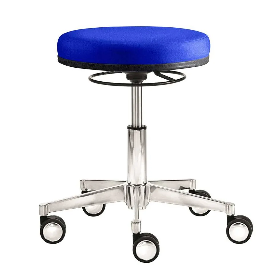 Blauer Bürohocker mit runder Sitzfläche 48cm - Suprima