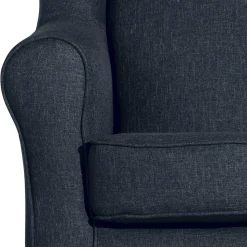 Blauer Ohrensessel mit Buche Beinen - Mag