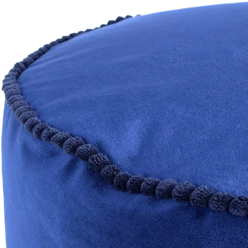 Blauer Samt Pouf in runder Form - Briotova
