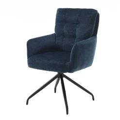 Blauer Tischsessel mit Chenillebezug - Catrizia (2er Set)