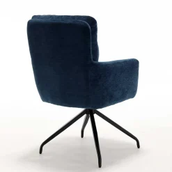 Blauer Tischsessel mit Chenillebezug - Catrizia (2er Set)