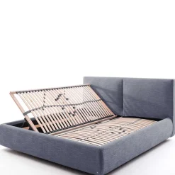 Blaues Polsterbett komplett mit Matratzen TTF - Sunset