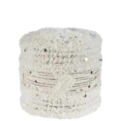 Boho Sitzhocker in Cremeweiß - Gloria