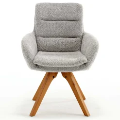 Boucle Armlehnstuhl mit Holz-Drehgestell - Udolph (2er Set)