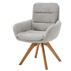 Boucle Armlehnstuhl mit Holz-Drehgestell - Udolph (2er Set)