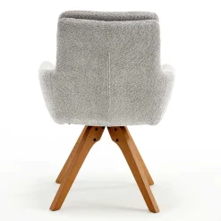 Boucle Armlehnstuhl mit Holz-Drehgestell - Udolph (2er Set)